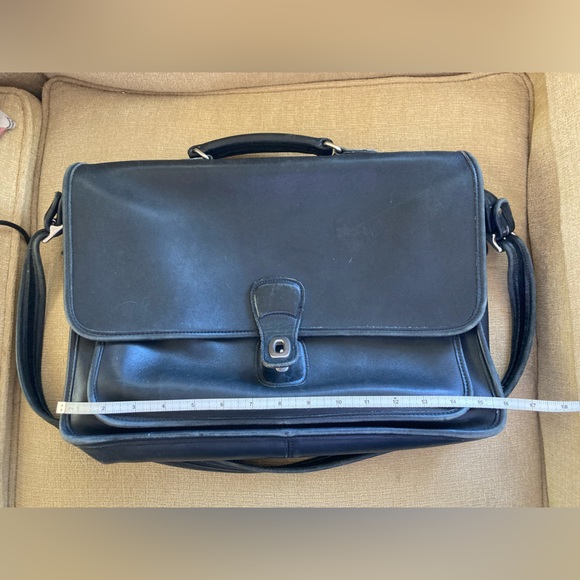 Coach Vintage Metropolitan Unisex Leather Briefcase Brass/Black - Picture 2 of 12